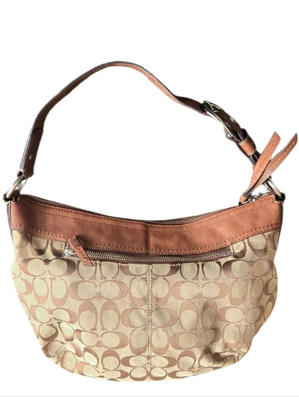 Coach Vintage Y2K Brown Signature Canvas and Leather Large Hobo Shoulder Bag - Picture 8 of 12